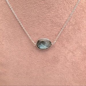 STONEFOX Labradorite Necklace 16” Sterling Chain